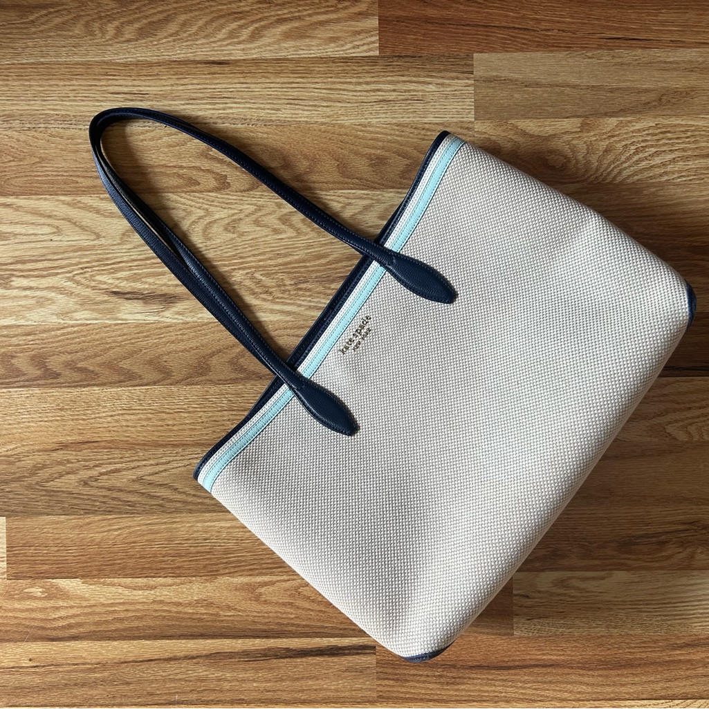 Kate Spade Cream And Navy Tote Bag